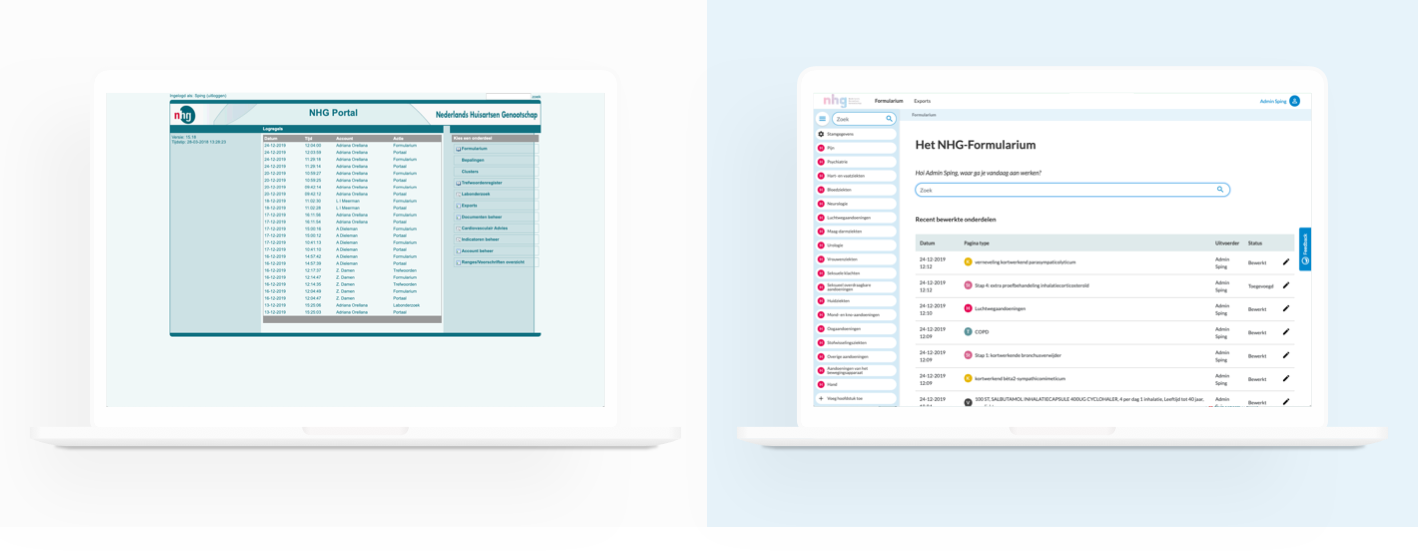NHG Formularium CMS interface